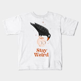 Cute Raven - Stay Weird - Red Kids T-Shirt